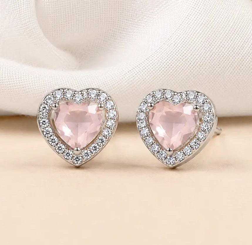 Heart Shape Pink Stone Mangalsutra Set with Matching Earrings 