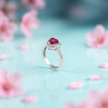 Heart Design Pink Gemstone Sterling Silver Ring