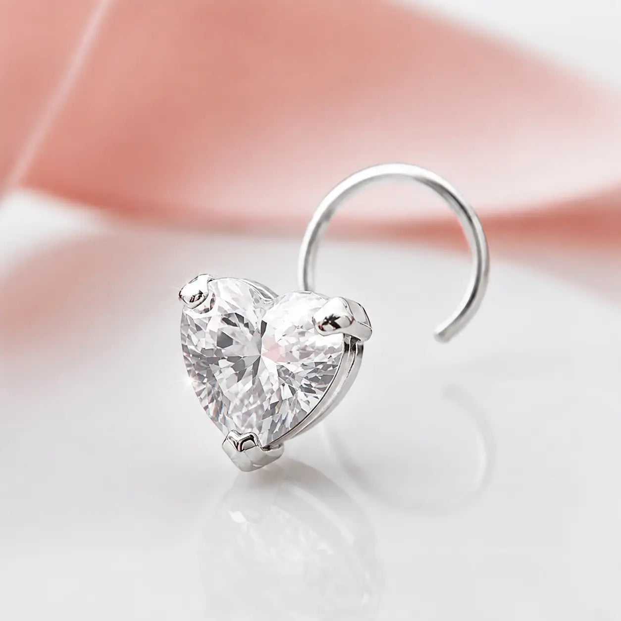 Heart Shaped Silver CZ Pendant with Sparkling Crystal Design