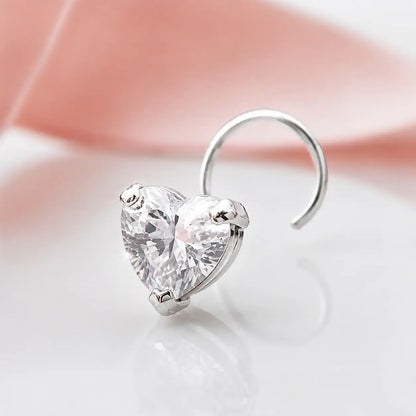 Heart Shaped Silver CZ Pendant with Sparkling Crystal Design