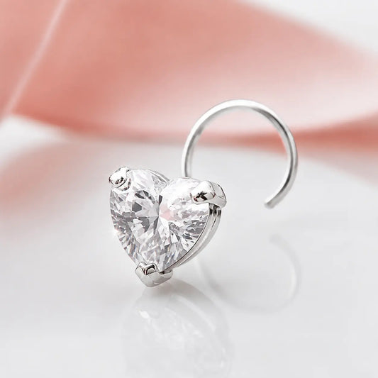 Heart Shaped Silver CZ Pendant with Sparkling Crystal Design
