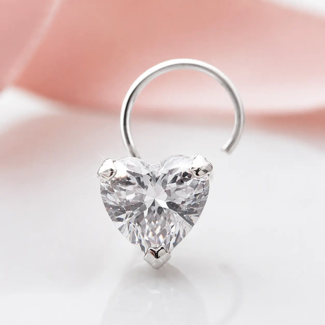Heart Shaped Silver CZ Pendant with Sparkling Crystal Design