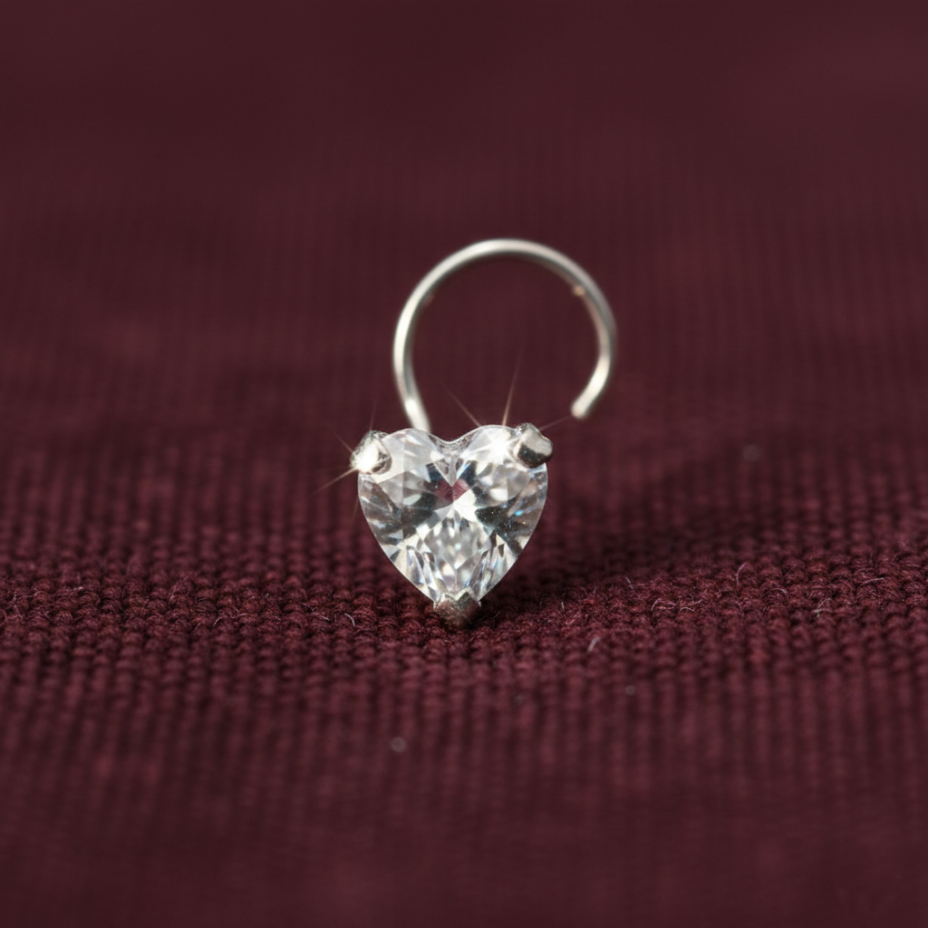 Heart Shape Diamond Nose Pin for Women