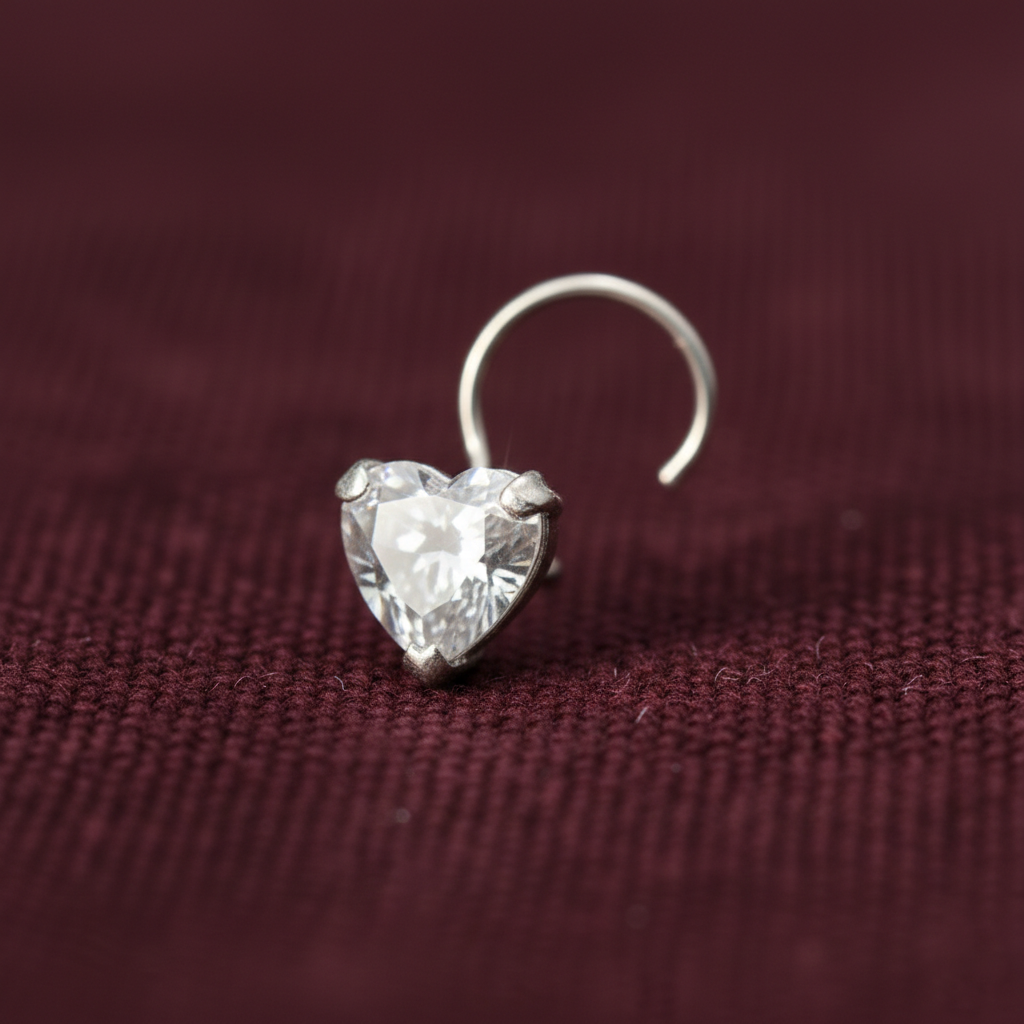 Heart Shape Diamond Nose Pin for Women