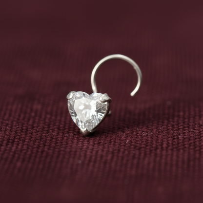 Heart Shape Diamond Nose Pin for Women