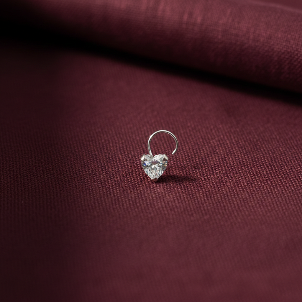 Heart Shape Diamond Nose Pin for Women