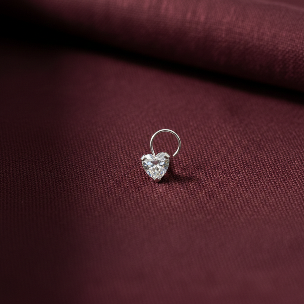 Heart Shape Diamond Nose Pin for Women