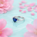 Heart Shaped Blue Sapphire Silver Ring