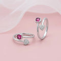 Heart Shaped Design Silver Toe Ring with Pink Gemstone