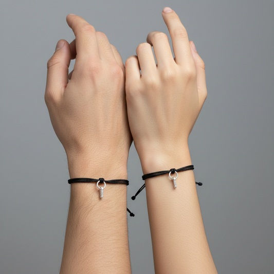 His & Hers Black Thread Premium Silver Knife(chaku) Charm Perfect Boy and Girl Combo