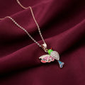 Hummingbird with Zircon Stones Silver Necklace