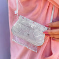 Gorgeous Silver Purse for Women, Beautifully Designed with Fine Details.