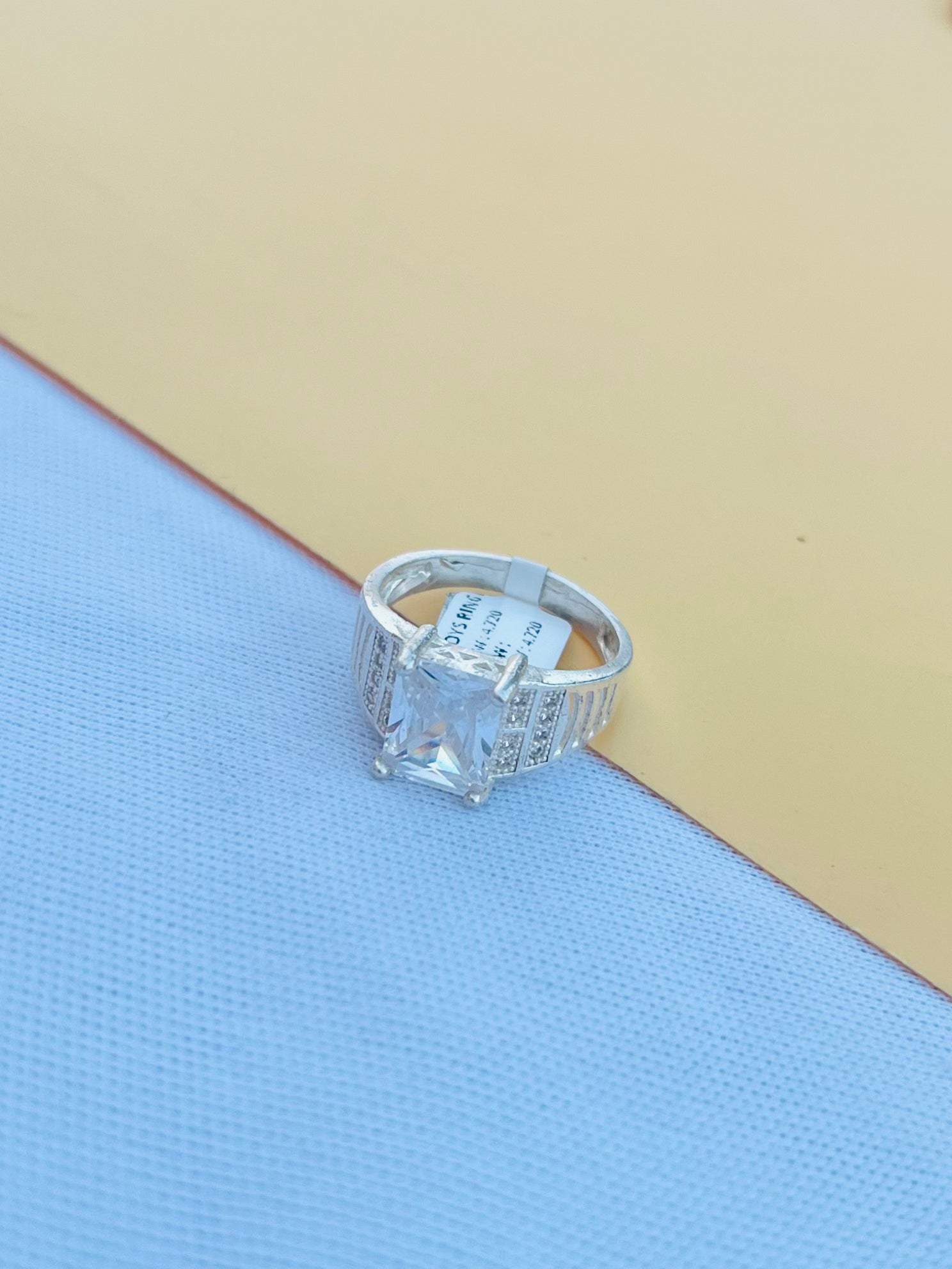 Men's and Boy's Silver Ring with a Single White Stone