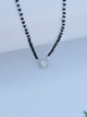 Classic Black Beaded Mangalsutra with Sparkling Square Pendant