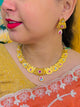 Traditional Gold Polish Silver Necklace with Earrings and Vibrant Multicolor Stones.