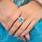 Sterling Silver Ring with Large Ocean Blue Stone Center for Women