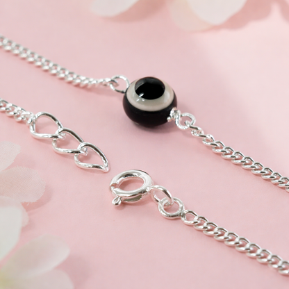 Handcrafted Evil Eye Silver Bracelet with Nazar Bead