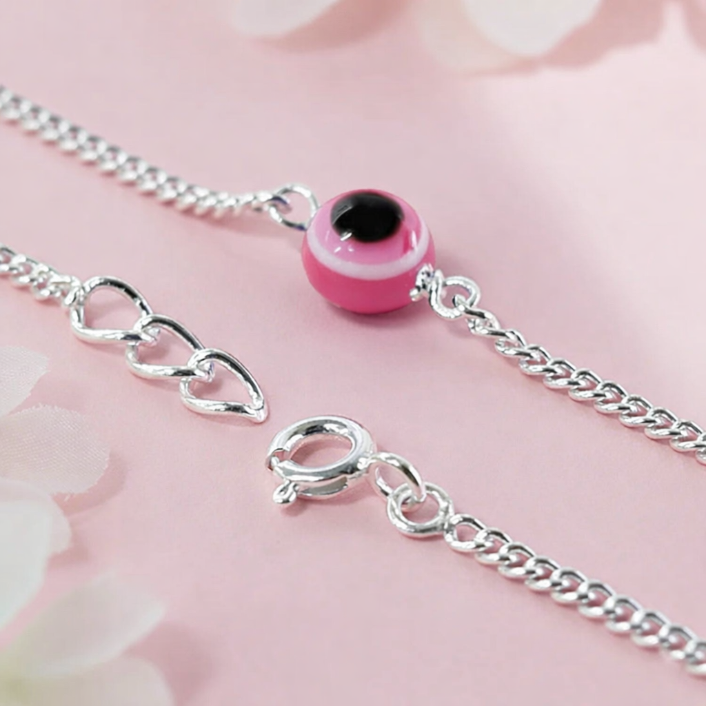 Handcrafted Evil Eye Silver Bracelet with Nazar Bead