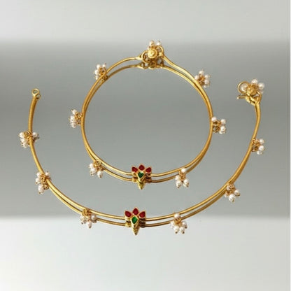 Lotus Anklet Gold Polish Silver