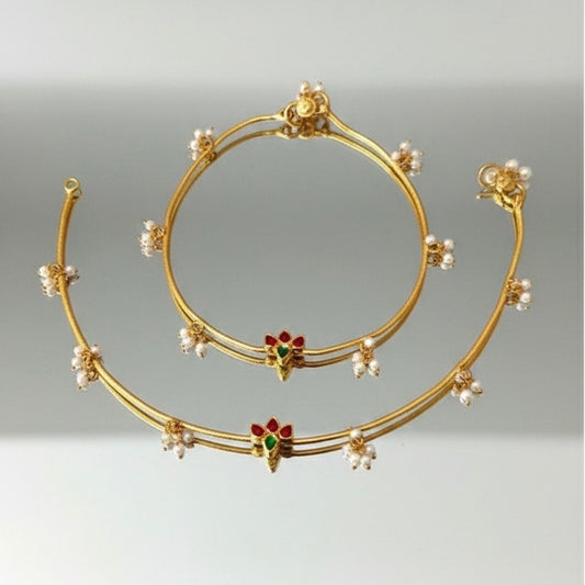 Lotus Anklet Gold Polish Silver