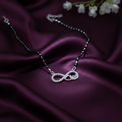 Infinite Heart Love Engraving Silver Mangalsutra
