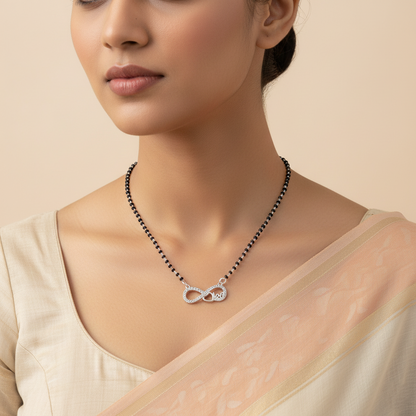 Infinite Heart Love Engraving Silver Mangalsutra