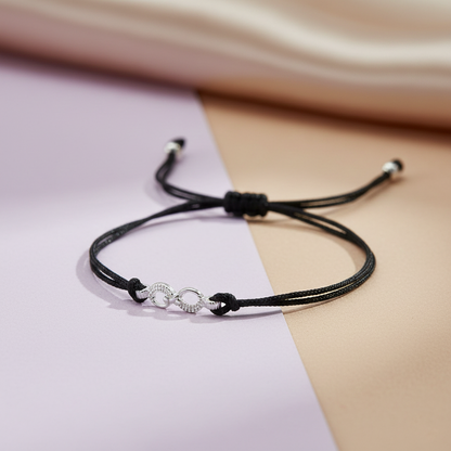 Infinity Charm Black Thread Anklet