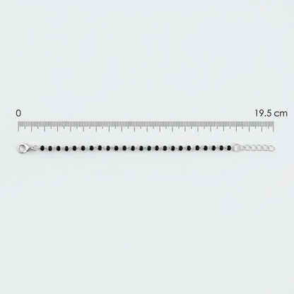 Black Beads Octagon Moti Silver Bracelet
