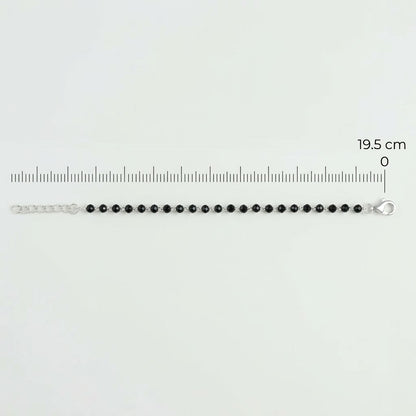 Black Beads Round Moti Silver Bracelet