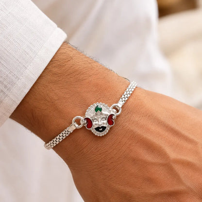 Khatu Shyam Ji 925 silver bracelet with colorful enamel design