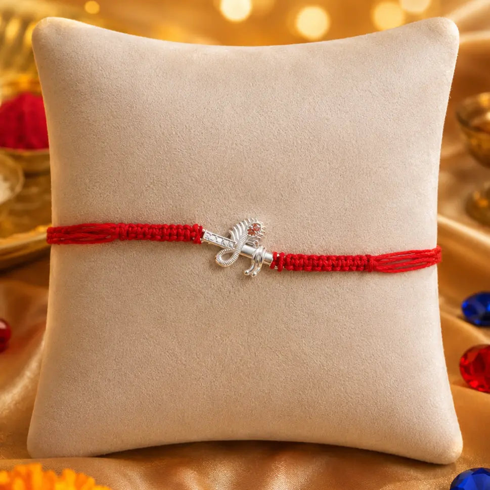 Krishna Flute Silver Rakhi for Brother