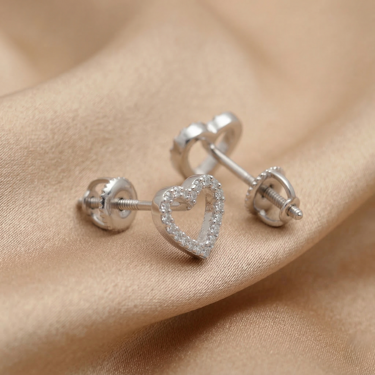 Lightweight Heart Silver Earrings