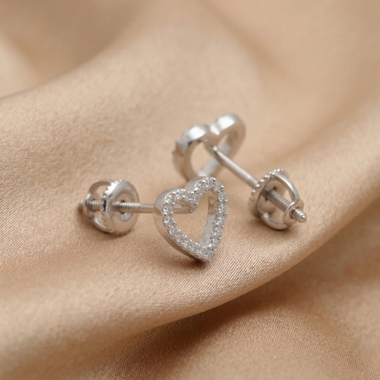 Lightweight Heart Silver Earrings
