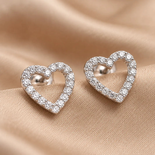 Lightweight Heart Silver Earrings