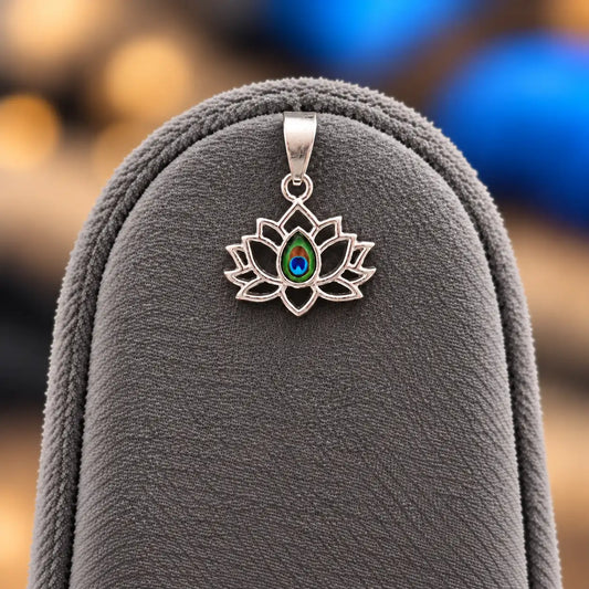 Lotus Pendant with Peacock Feather Design
