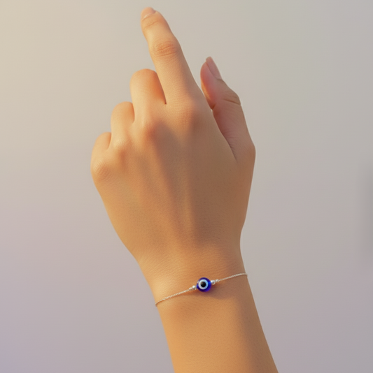 Couple Love & Protection Silver Evil Eye Duo Bracelet