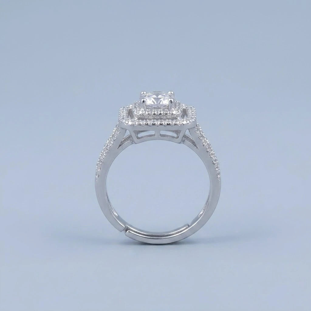 Luxury Double Halo Cushion-Cut Crystal Engagement Ring with Split Shank