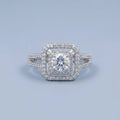 Elegant Split Shank Engagement Ring with Cushion-Cut Crystal
