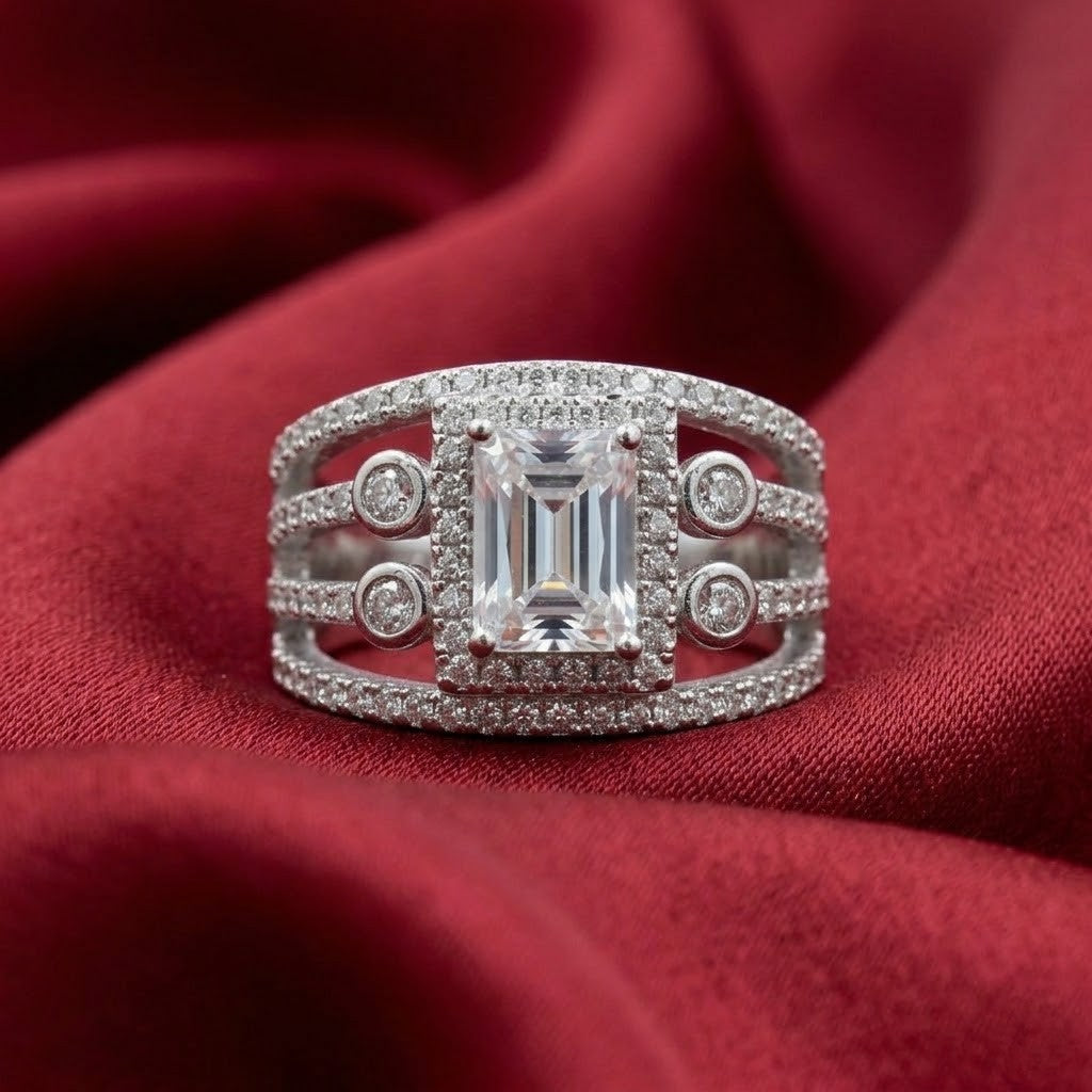 Luxury Emerald Cut CZ Statement Ring for Women