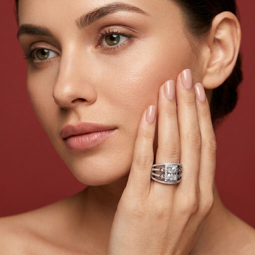 Luxury Emerald Cut CZ Statement Ring for Women