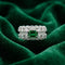 Luxury Emerald Cut Green Stone Diamond Eternity Ring for Women