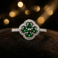 Luxury Emerald Flower Diamond Ring
