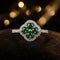 Luxury Emerald Flower Diamond Ring