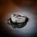 Luxury Halo Diamond Multi-Band Engagement Ring with Split Shank Design