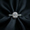 Luxury Oval Halo Diamond Ring with Pavé Band – Elegant Silver Tone Statement Ring