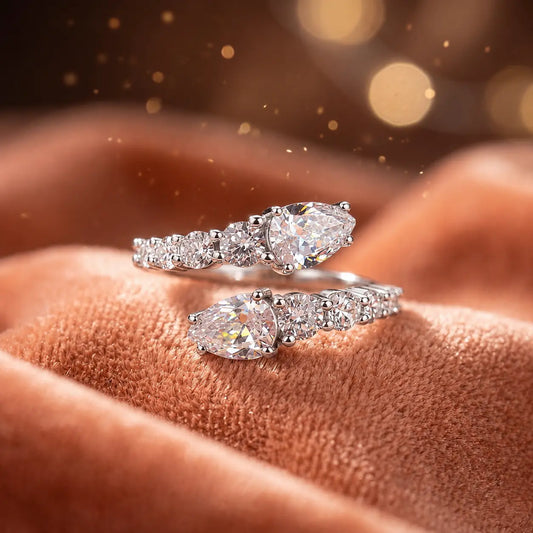 Luxury Pear Cut Diamond Five Stone Ring for Women