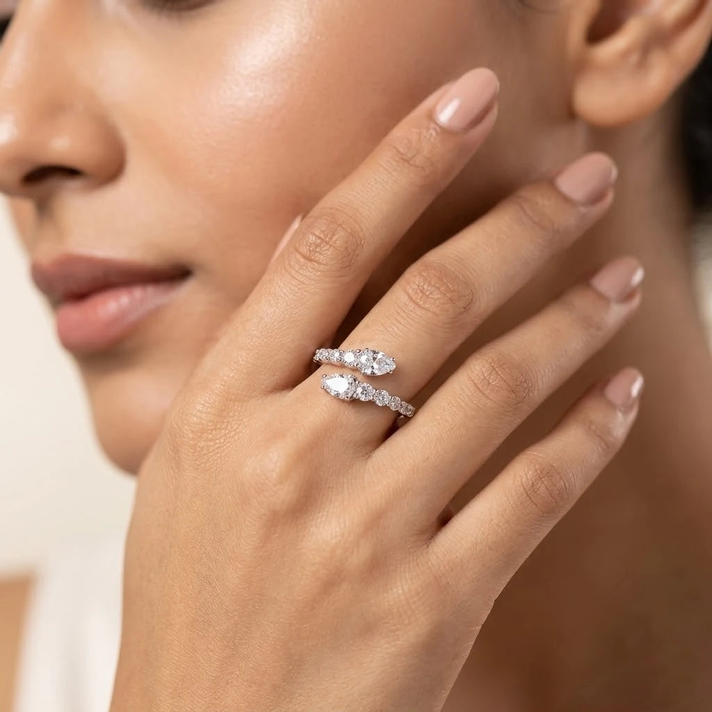Luxury Pear Cut Diamond Five Stone Ring for Women
