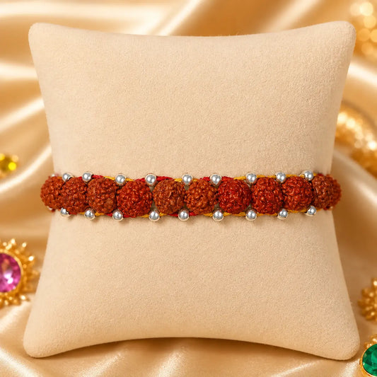 Mahadev Blessings Rudraksh Silver Rakhi