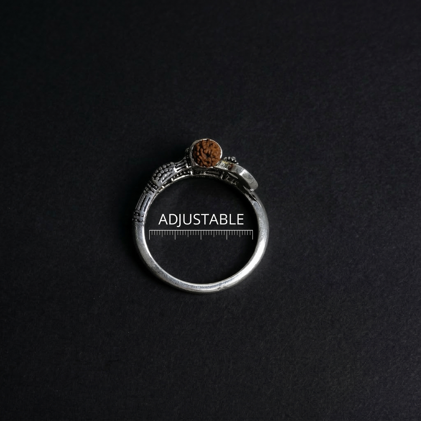 Mahadev Trishul Rudraksha Silver Spiral Ring