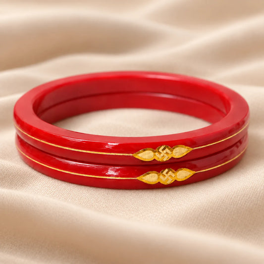Maroon Bangles with Golden Detailing Classic Collection